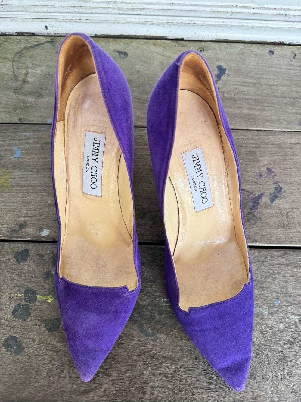 Jimmy Choo Purple Suede Pointed Heels